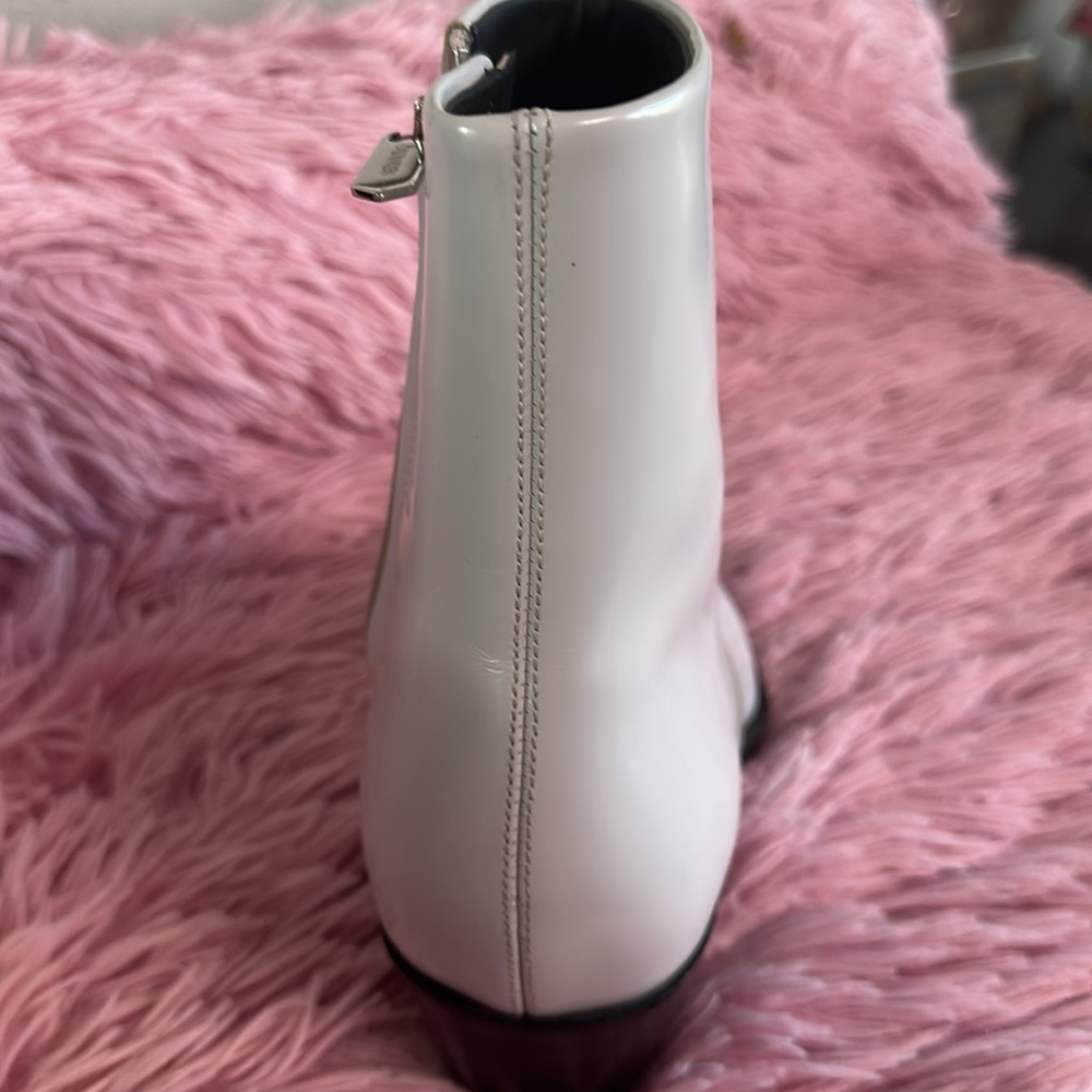 Calvin Klein 205W39NYC Tiesa White Glossed Leather Ankle Boots - Picture 4 of 15